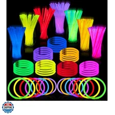 100 Pcs 8" Glow sticks Bulk Party Favors Pack, Neon Glow in the Dark Party Su...
