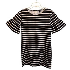 J. Crew Sheath Dress Woman S Small Ruffled Bell Sleeve Striped Style #F0160