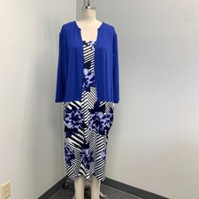  Two-Piece Midi Dress Women's 4XL Multicolor Floral Print Long Sleeve