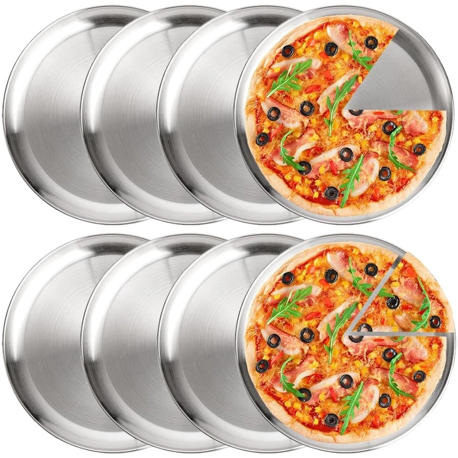 8 Pack Stainless Steel Pizza Pan 12inch Pizza Pans Bulk Round Bakeware Pizza ...