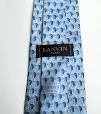 LANVIN Paris pure silk TIE Light blue luxury handmade France 3.5 x 58”