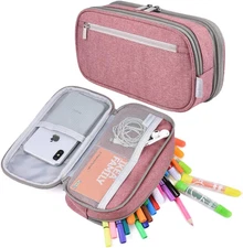 Large Capacity Pencil Case Big Pencil Bag Pouch 3 Comparments High Storage Pen M