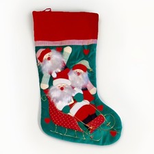 Velour Fabric  Decorative Quilt 3D Appliqu  Santa Sledding Christmas Stocking