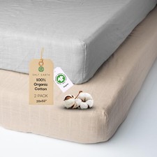 100 Organic Cotton Muslin Standard Fitted Crib Sheet for Boys, Girls Toddl...