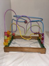 Vintage Wooden Bead Maze Activity Toy Educational Roller Coaster   Solid Wood