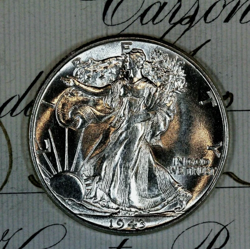 * 1943-P * CH-GEM BU MS WALKING LIBERTY HALF-DOLLAR * FROM ORIGINAL BANK BAG