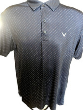 Callaway Polo Golf Shirt Mens Size Small Opti-Dri Black All Over Print
