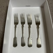 Antique 4 x WP&CO William Page Silver Plated Sheffield Fiddle Forks Cutlery
