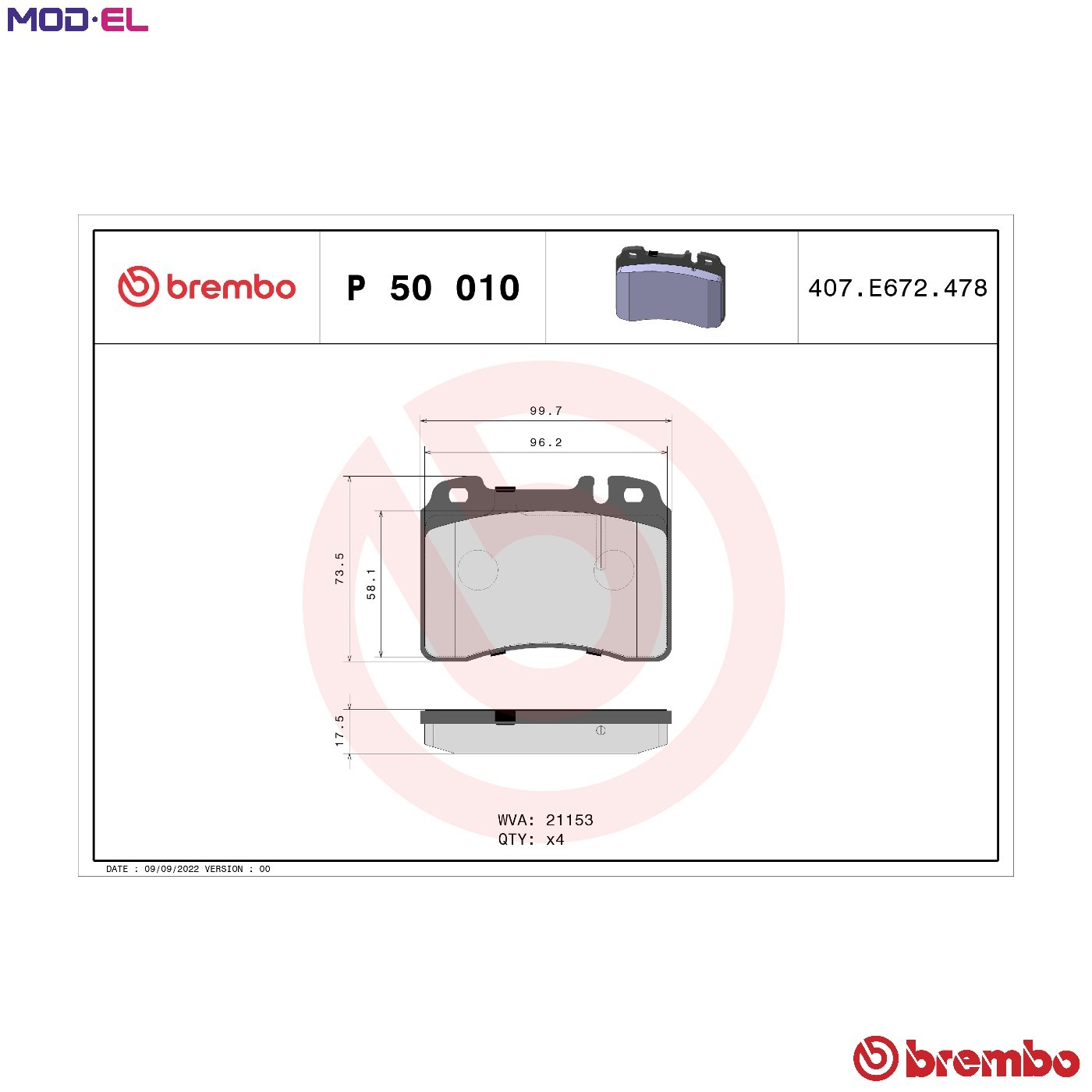Fits BREMBO P 50 010 Brake Pad Set, Disc Brake ⭐UK Stock⭐ - Image 11