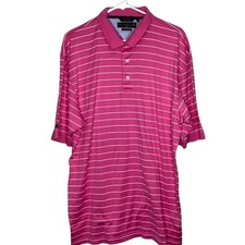 Tommy Hilfiger Mens Striped Golf Polo Shirt Size XL Pink Preppy Classic