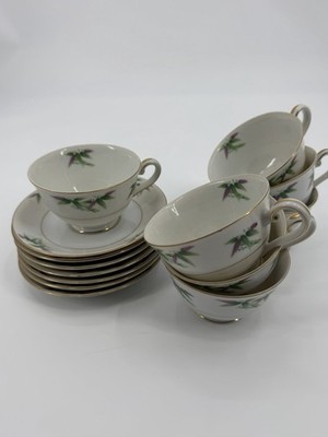 Harmony House Mandarin Tea Cup & Saucer Set Fine China Floral Gold Trim Vintage