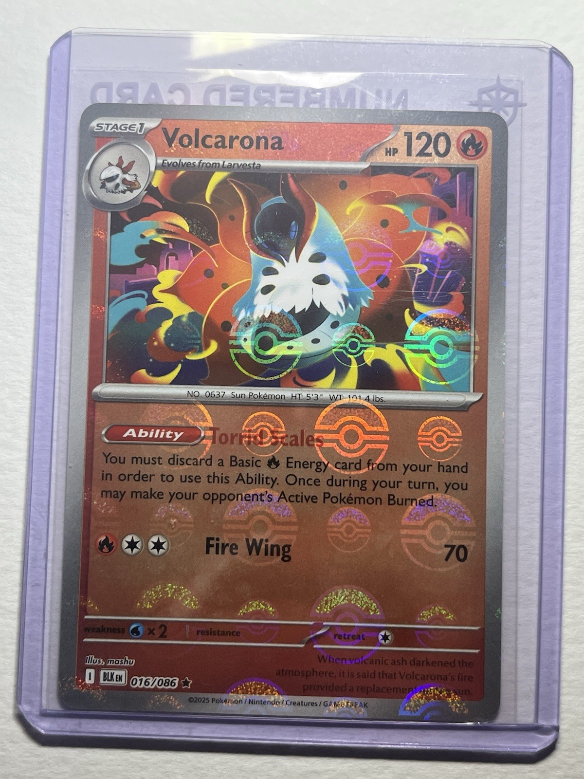 Volcarona (Poke Ball) - Black Bolt 16/86 Reverse Holo Rare - Mint - Pokemon TCG