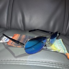 Oakley Feedback Sunglasses Silver Prizm Blue Polarized Mirror Used