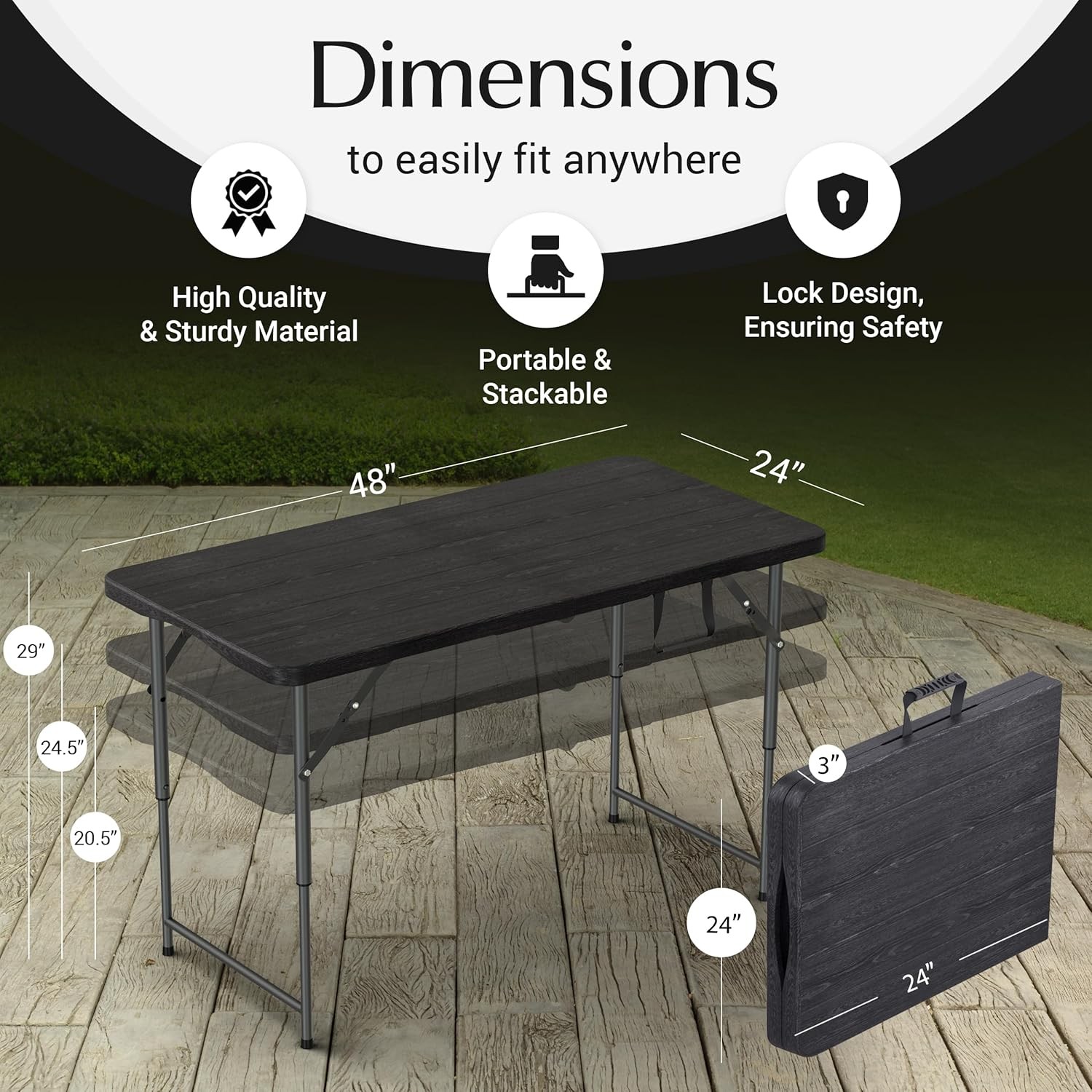 3/3.5/4/5.5/8 Ft Folding Plastic Table Indoor Outdoor Dining Party Picnic