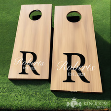 2 Cornhole Decal Custom Wedding Cornhole Sticker, Two Monogram Cornhole Decals