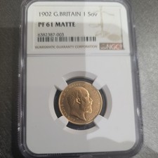 Full Sovereign Matte 1902 Edward VII Gold Coin NGC PF61 UK