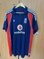 England Team Cricket Jersey Men’s XL Adidas Polo Ashes Vodafone Blue 2008