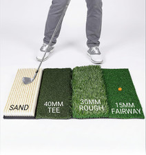 4-In-1 Golf Hitting Mat, Golf Practice Mat with Fairway, Rough, Sand Tee Turf,