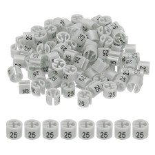 100 Pcs Clothes Hanger Marker Number 25 Tag Fit 3mm Rod Garment Size Tag Gray