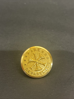 Fire Department Brass Button Waterbury Co. 3 Bugles 