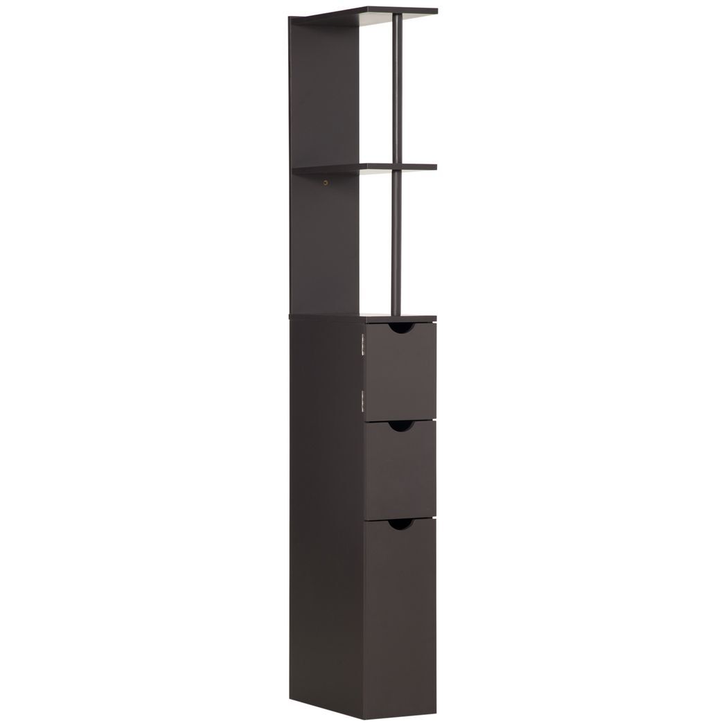 HOMCOM Tall Bathroom Storage Cabinet with Shelf and Drawers, Brown