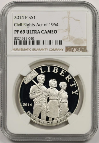 2014-P Civil Rights Act of 1964 $1 NGC PF 69 UCAM Commemorative Silver Dollar