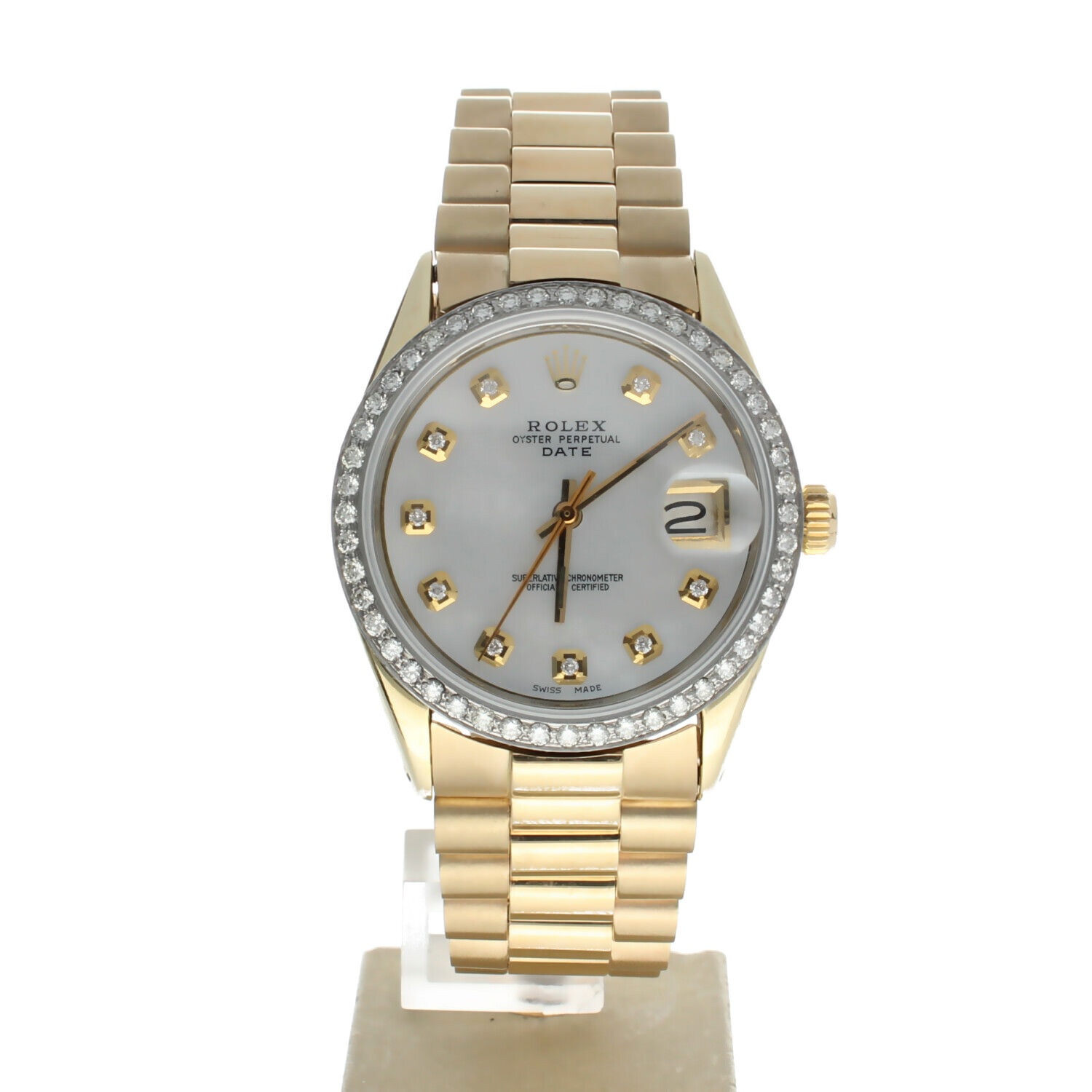 Rolex Date 34 Yellow-gold 1550 MOP Dial Women's 34-mm Automatic Watch