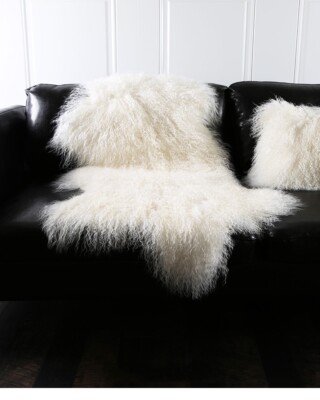 Real Natural Curly Mongolian Sheepskin Lamb Fur Area Rug Carpet Throw Home Decor