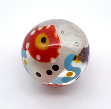 New for 2022 22mm "Pollination" Clear w Flowers Handmade Art Glass Marble 7/8"
