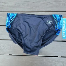 TYR The Finals Hyperblast Blue/black Splice Racer Briefs, Men Size 38, NEW