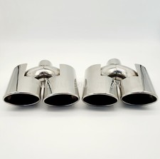 Pair Of Twin Exhaust Tailpipes Universal Tips With Shield Guards Stainless Steel Pair Of Twin Exhaust Tailpipes Universal Tips With Shield Guards Stainless Steel