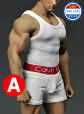 1/6 scale Men Tank Top Underwear Set WHITE For Phicen M33 M34 male Figure body