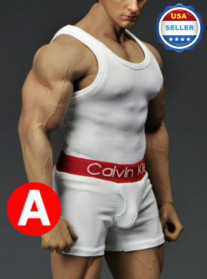 1/6 scale Men Tank Top Underwear Set WHITE For Phicen M33 M34 male Figure body