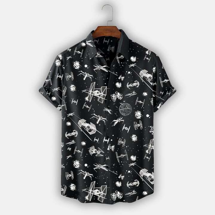 Spaceship Hawaiian Shirt For Men US Size Summer Style NEW