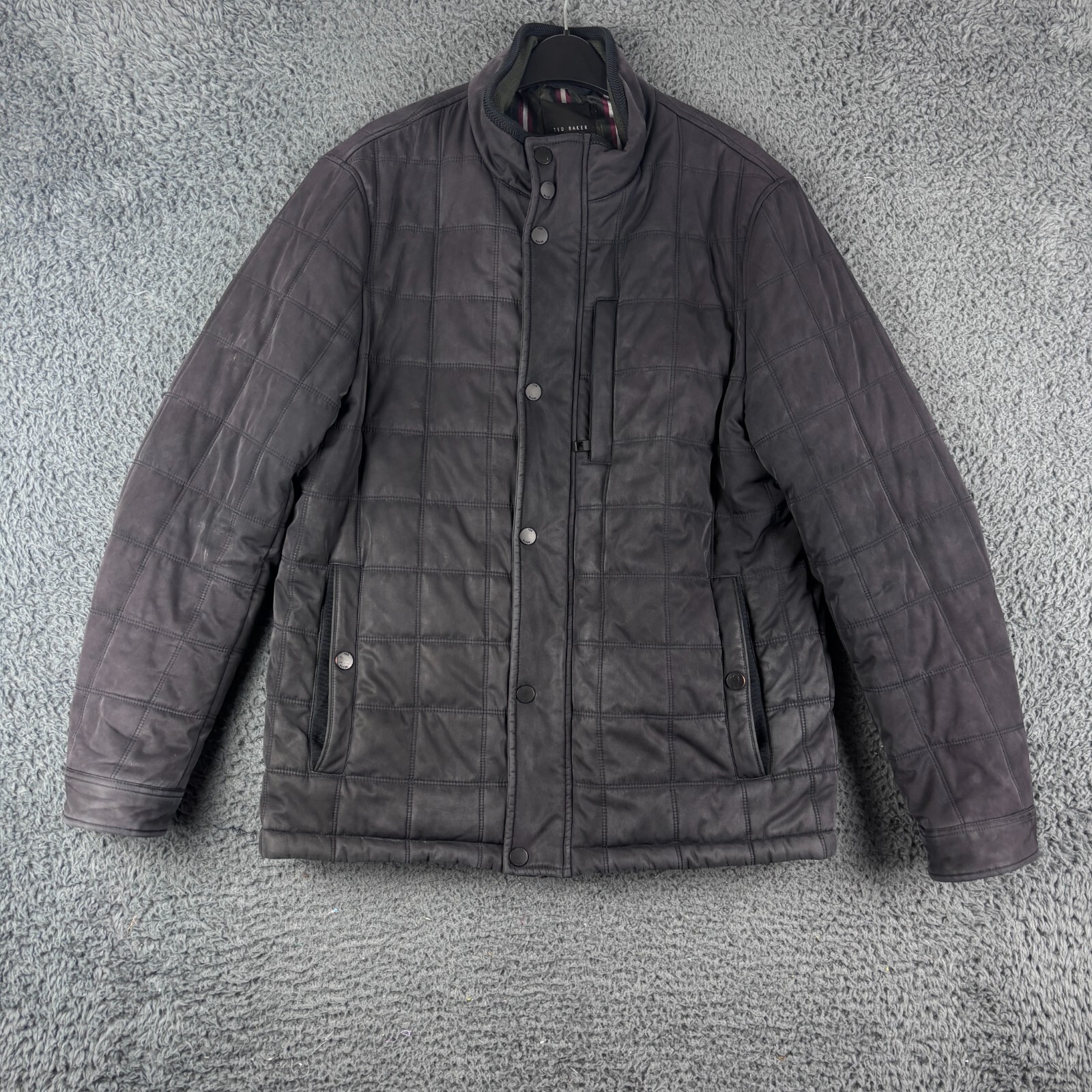 Ted Baker Mens Medium Blue Black Quilted Bomber Puffer Jacket TB Size 3