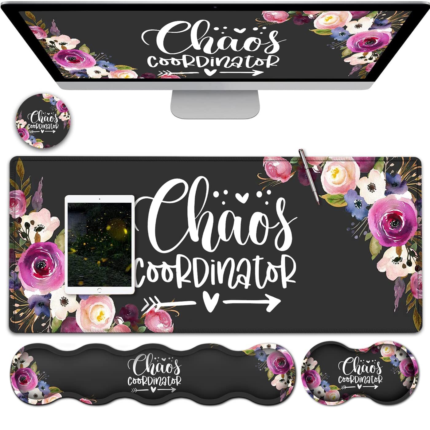 Large Extended Gaming Mouse Pad with Keyboard Wrist Rest 31.5 x 11.8 Inches Non-Slip Surface-image