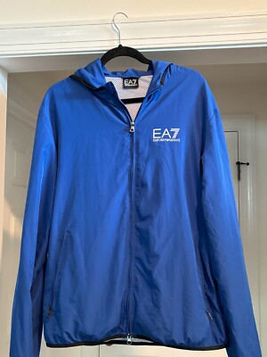 EA7 Emporio Armani Blue Hooded Windbreaker Jacket XXL