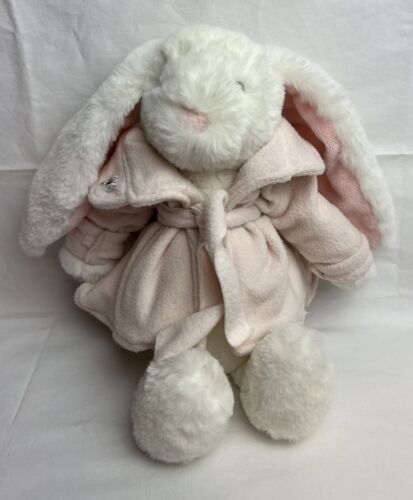 Mud Pie Bunny Rabbit Plush White w/Pink Ears & Pink American Girl Doll Robe - Picture 1 of 13