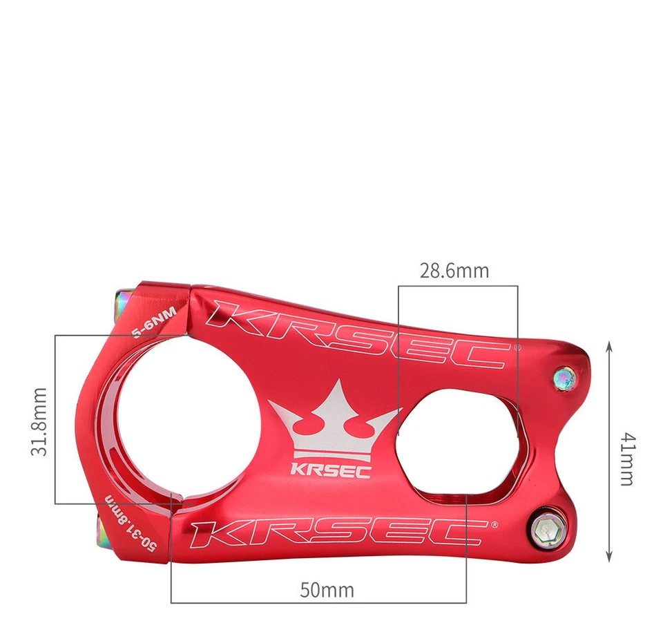 KRSEC Bicycle Stem 50mm Aluminum Alloy Short Stem MTB DH AM XC Bike Stems 31.8mm - Image 3 of 4