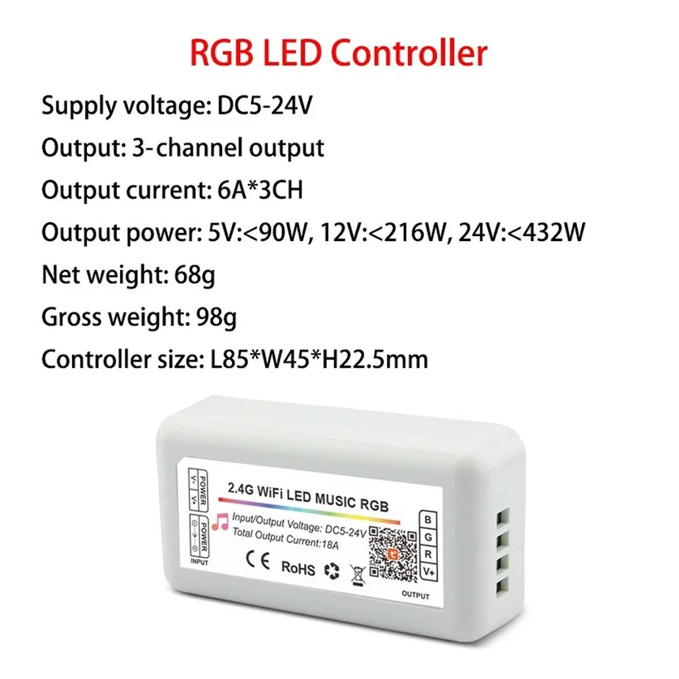 RGB LED Controller TUYA Smart Life App Control For DC5-24V COB LED Strip Light - Image 4 of 4