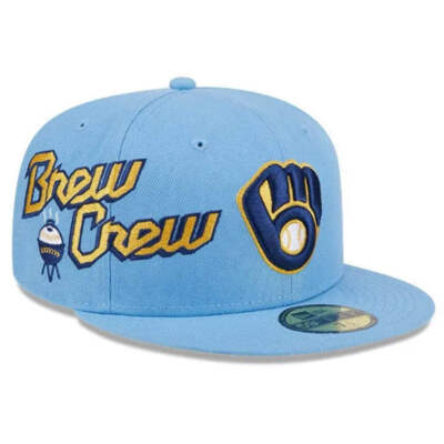 NEW ERA 59FIFTY MLB MILWAUKEE BREWERS CITYCON BLUE / GREY UV FITTED CAP