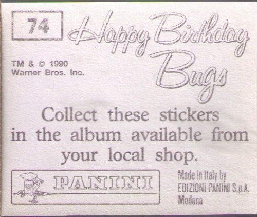 1990 Panini Happy Birthday Bugs Album Stickers # 74 - Picture 2 of 2