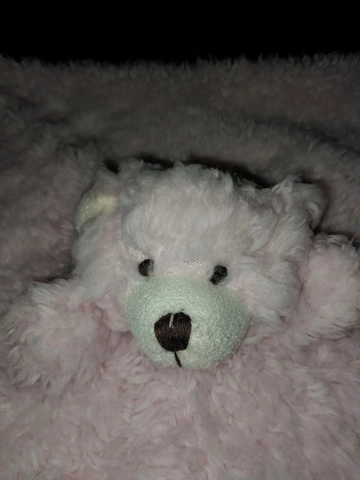 Cobertor de segurança Stephan Baby rosa Sherpa urso adorável bordas de cetim difusas 2014 - Imagem 2 de 4