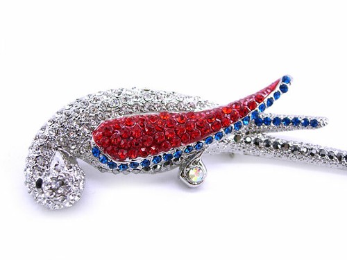 9cm Long Parrot Bird Use Austria Crystal Brooch - Picture 3 of 3