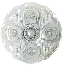 22" L.E. Smith Slewed Horseshoe Pinwheel Star Glass Punch Bowl TORTE PLATE Under