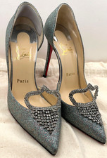 ANTIQUE ART DECO OLD VNTG SHOE CLIPS BUCKLE by MUSI LRG RAISED 3D CLEAR CRYSTALS