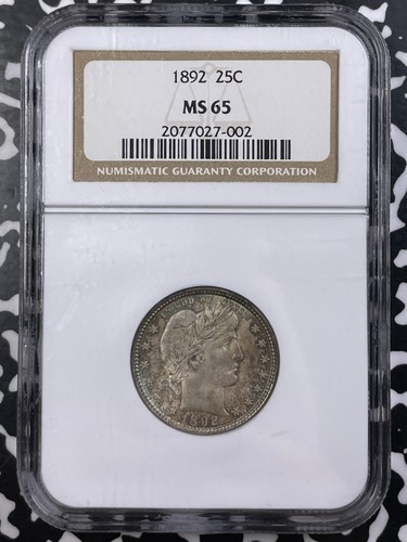 1892 USA 25 Cents Barber Quarter NGC MS65 Lot#G9556 Silber! Edelstein Stempelglanz!