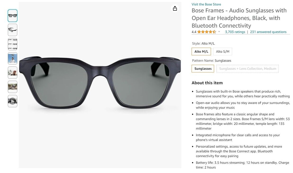 Bose Frames Audio Sunglasses - Alto + Tempo - JB Hi-Fi