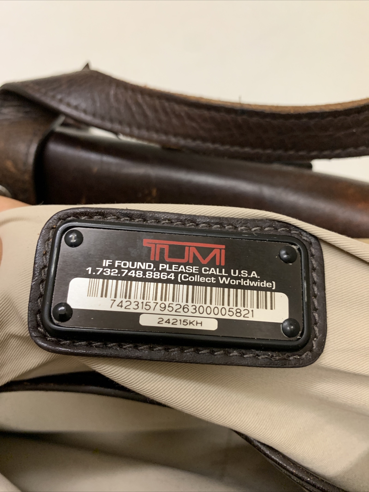 Tumi Brown Leather Canvas Laptop Briefcase Carry On M… Gem