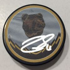 PAVEL ZACHA SIGNED BOSTON BRUINS HOCKEY PUCK W/ CASE COA